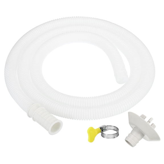 Uxcell 4.9ft Air Conditioner Drain Hose Kit, Universal Drain Connector Hose with Clamp Connector 3, White