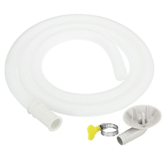 Uxcell 4.9ft Air Conditioner Drain Hose Kit, Universal Drain Connector Hose with Clamp Connector 4, White