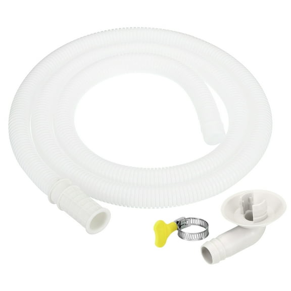 Uxcell 4.9ft Air Conditioner Drain Hose Kit, Universal Drain Connector Hose with Clamp Connector 6, White