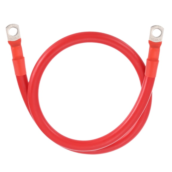 Uxcell 4 AWG Gauge Battery Cable Wire 2FT Length 5/16" Diameter Positive and Negative Copper Alternator Connector Extender with SC Terminals for Car RV Golf Cart Marine, Red