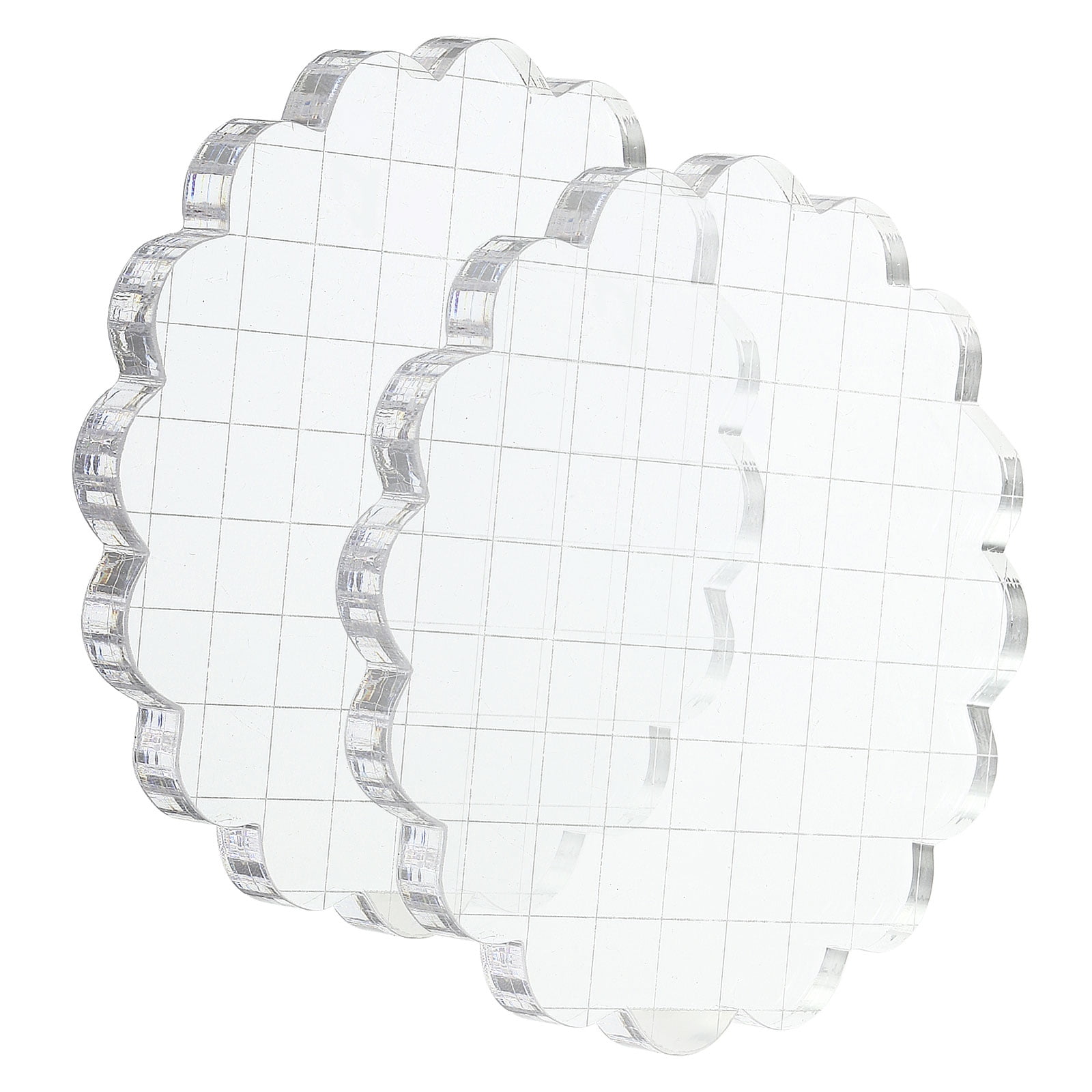 Uxcell 4" Acrylic Stamp Block Clear Stamping Block with Grid Lines