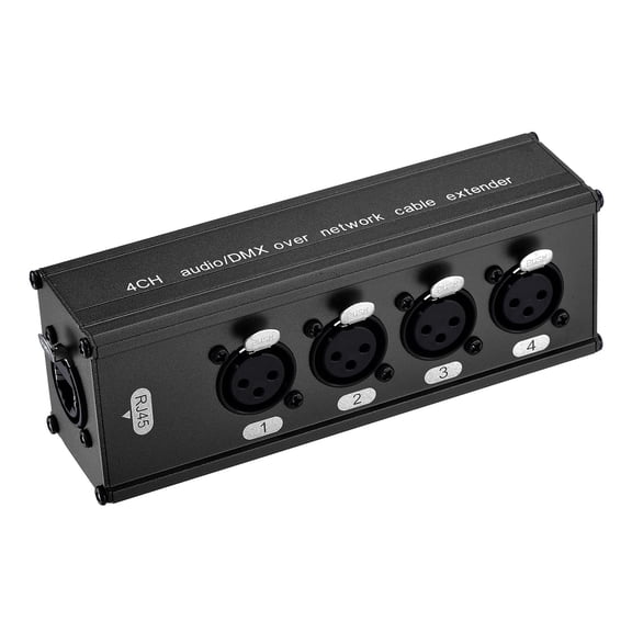 Uxcell 4 Channel XLR to Ethernet Extender XLR Female to RJ45, Fit with Cat5 Cat6 Cat7 for Stage Sound Lighting Black