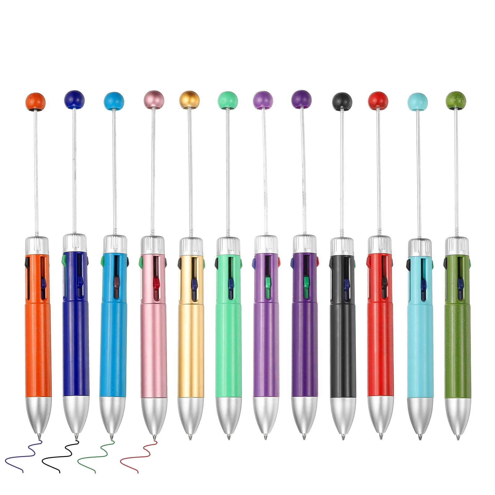 Uxcell 4 Colors Beadable Pens, 6Pcs 1.0mm Point Retractable Pen for DIY Crafts