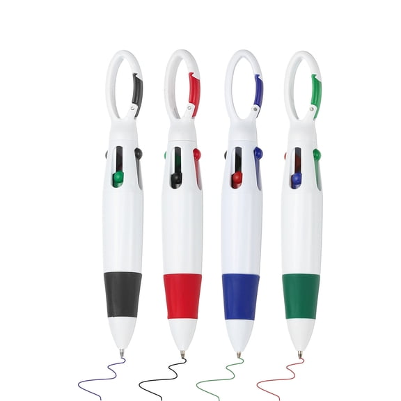 Uxcell 4 Colors Retractable Ballpoint Pens, 4Pcs 1.0mm Ballpoint Pen with Keychain for Office Supplies