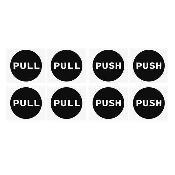 Uxcell 4" Dia Adhesive Round Push Pull Door Sign Black 4 Set