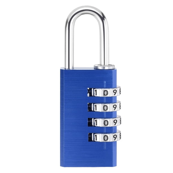 Uxcell 4 Digit Combination Lock, (H:3.2", Blue), Aluminum Resettable Code Combo Locks Outdoor Waterproof Luggage Number Padlock Suit for - Traveling/Toolbox/Gym/Suitcases/Fence