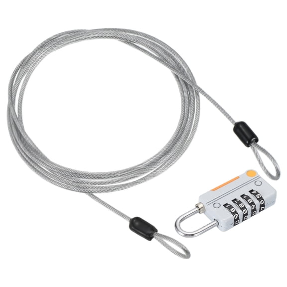 Uxcell 4 Digit Combination Lock Security Cable 1 Set Outdoor Padlock Lock Chain Gray 5Ft