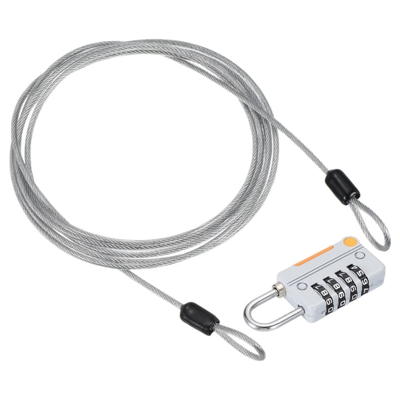 Uxcell 4 Digit Combination Lock Security Cable 1 Set Outdoor Padlock Lock Chain Gray 6.5Ft