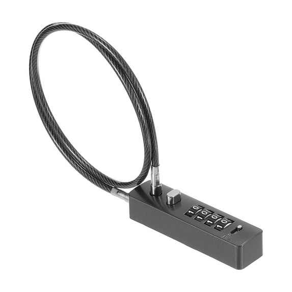 Uxcell 4-Digit Combination Lock with Steel Cable Rope for Bikes Cabinets, Grey
