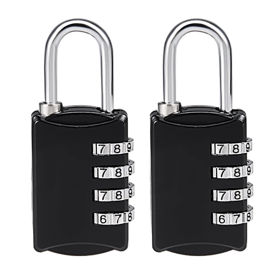 Uxcell 4 Digit Combination Padlock, 4mm Steel Shackle Code Padlocks Black 2Packs