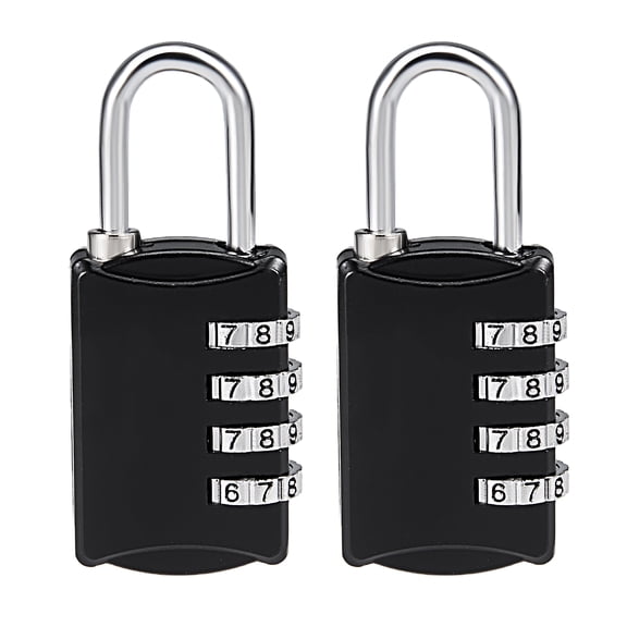Uxcell 4 Digit Combination Padlock, 4mm Steel Shackle Code Padlocks Black 2Packs