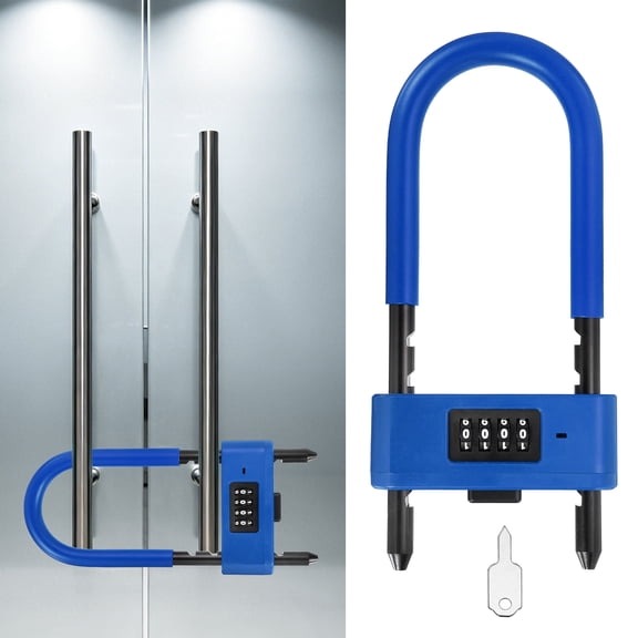 Uxcell 4 Digit Combination Padlock, Long Shackle Padlock - [4.92" - 6.89", Blue], U-Shape Adjustable Shackle Lock for Bicycles Electric Bikes Mountain Bikes Glass Doors Gates