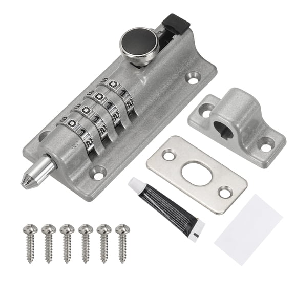 Uxcell 4-Digit Combination Sliding Bolt Gate Lock for Secure Gates and Fences, Matte Black