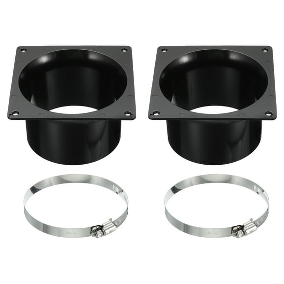Uxcell 4" Duct Connector Flange 2 Pcs Dryer Vent Wall Plate Square to Round with Clamp for Air Cooling Ventilation Black