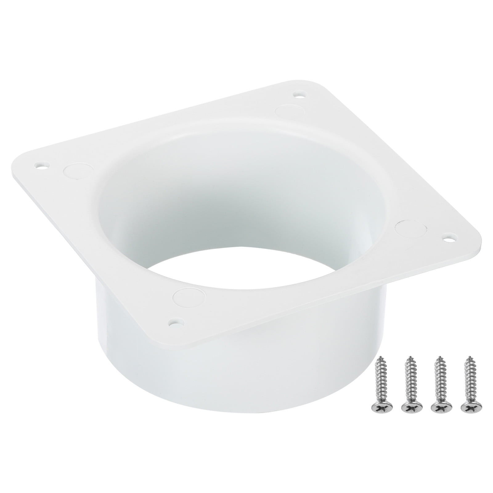 Uxcell 4" Duct Connector Flange Dryer Vent Wall Plate Square to Round Straight Ducting Plate