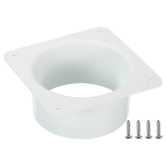 Uxcell Duct Connector Flange Dryer Vent Wall Plate Square to Round Straight Ducting Plate White 4"