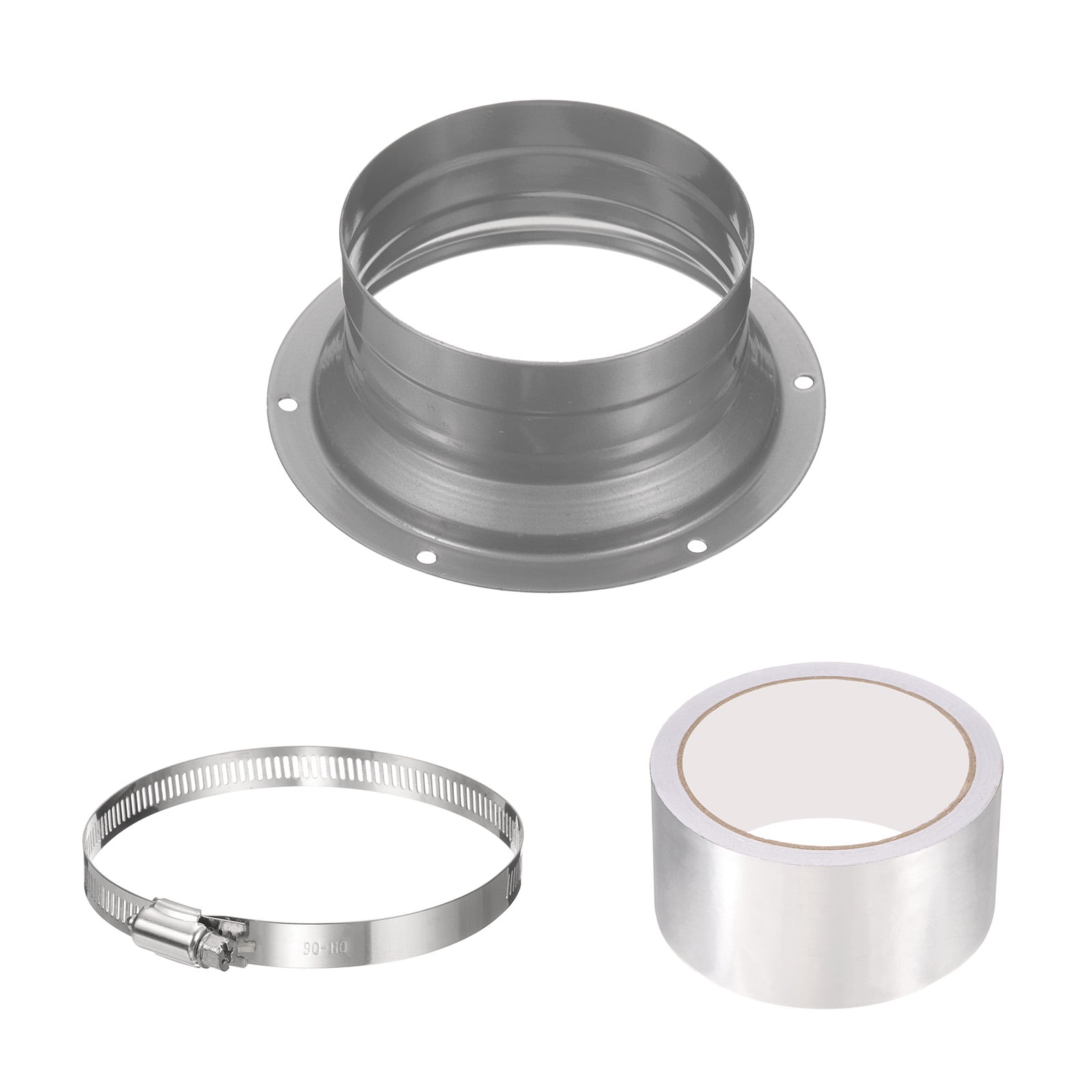Uxcell 4" Duct Connector Flange, Metal Interface Duct Connector with Clamp, Silver