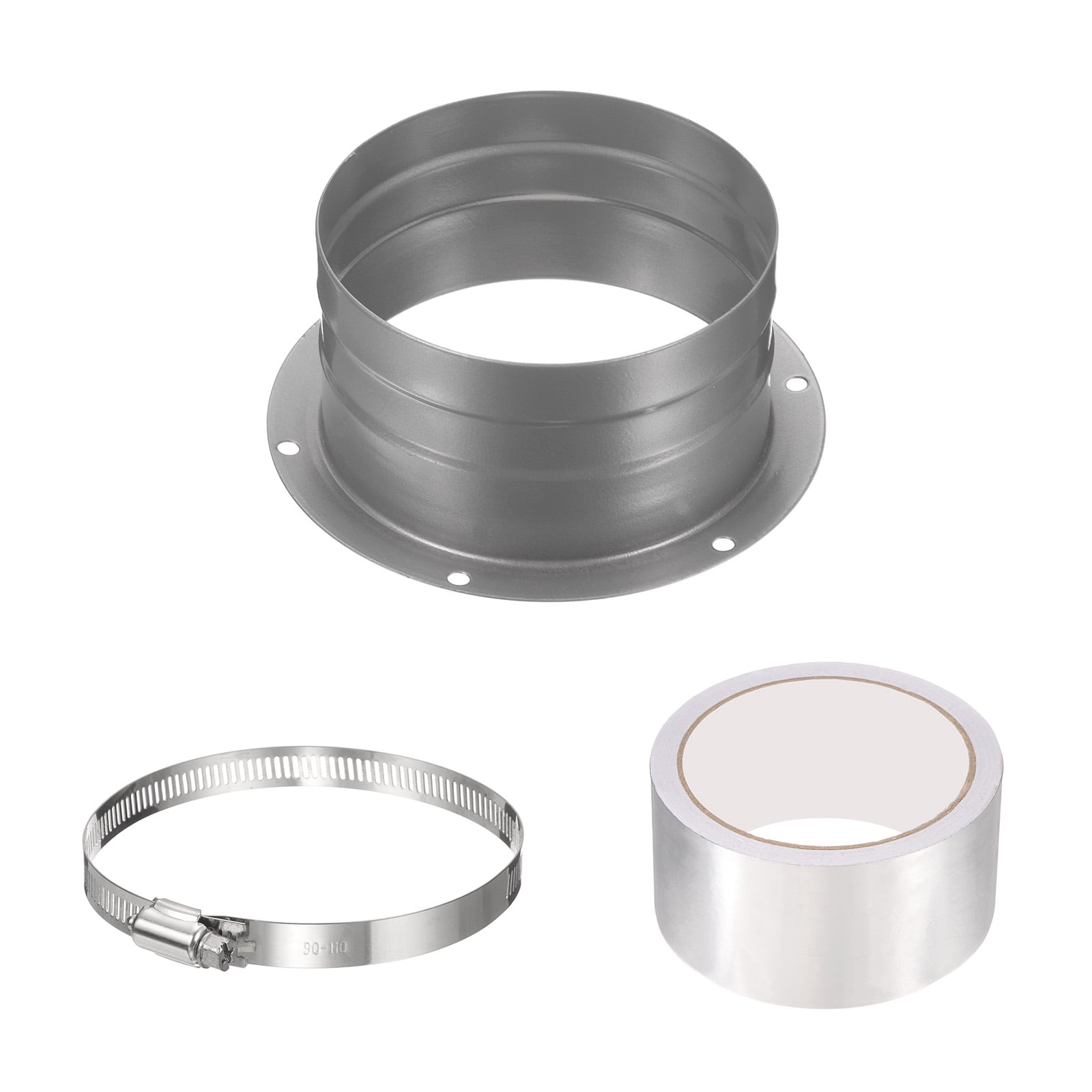 Uxcell 4" Duct Connector Flange, Metal Straight Pipe Flange with Clamp, Silver