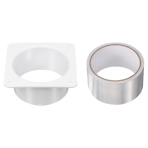 Uxcell 4" Duct Connector Flange, Plastic Straight Pipe Flange with Tape for HVAC, White