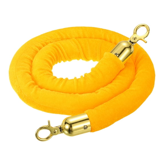 Uxcell 4 Feet Yellow Velvet Stanchion Rope Crowd Control Barrier Rope with Snap Hooks, Golden