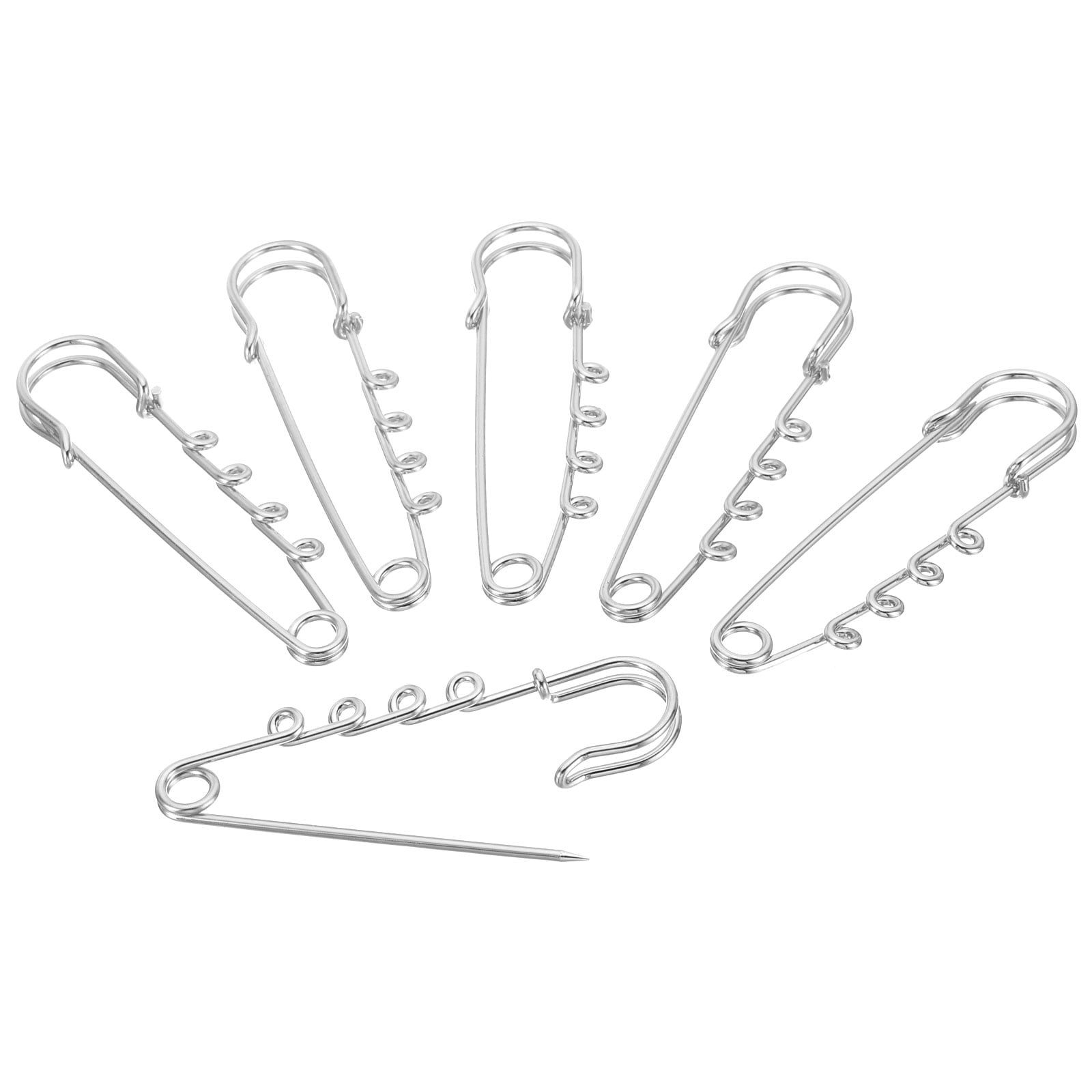 Uxcell 4 Holes Brooch Pins 2.5 Inch Metal Decorative Collar Safety Pins
