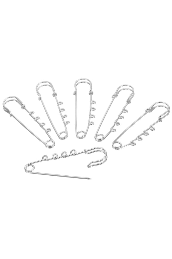 4 Holes Brooch Pins 2.5 Inch Metal Decorative Collar Safety Pins Clips, Silver Tone, 20pcs
