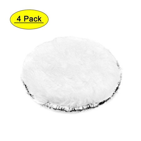 Uxcell 4'' Hook and Loop Polishing Pads Wool White 4 Pack