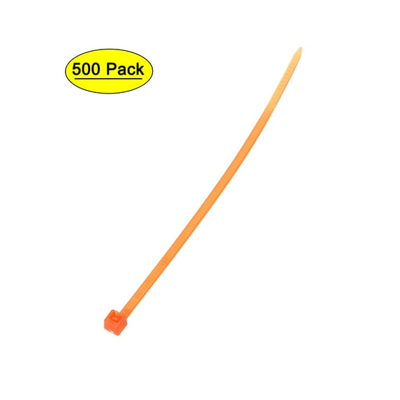 Uxcell 4-Inch 0.09-Inch Cable Ties Self-Locking Zip Ties Nylon Orange 500 Pack