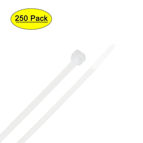 Uxcell 4-Inch 0.12-Inch Width Self-Locking Zip Ties Cable Ties Wraps Nylon White 250 Pack