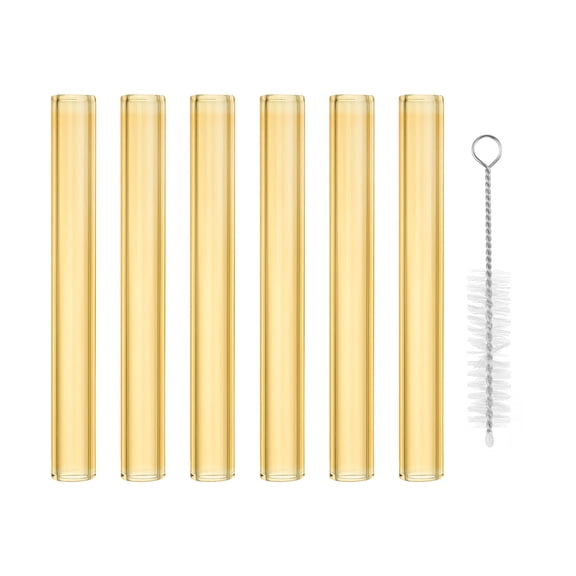 Uxcell 4 inch Borosilicate Glass Tubes 6 Pcs 0.47'' OD 0.08'' Thick Glass Blowing Tubes Straight Pipe Yellow