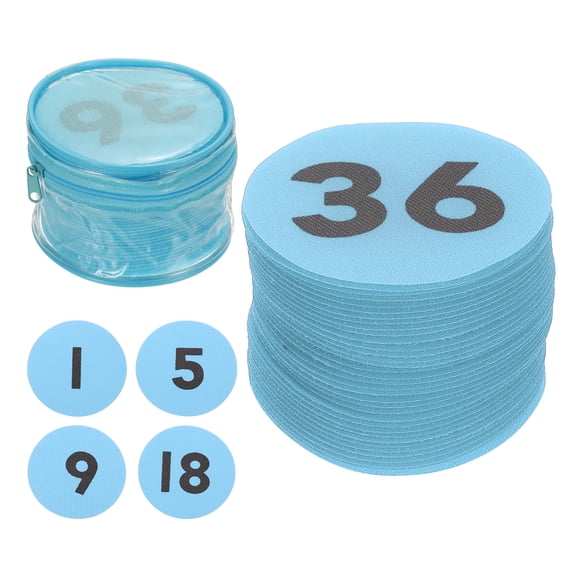 Uxcell 4 Inch Carpet Spot Markers, 36Pcs Circle Floor Sit Dots with Numbers 1-36 with Bag for Classroom Teacher, Light Blue