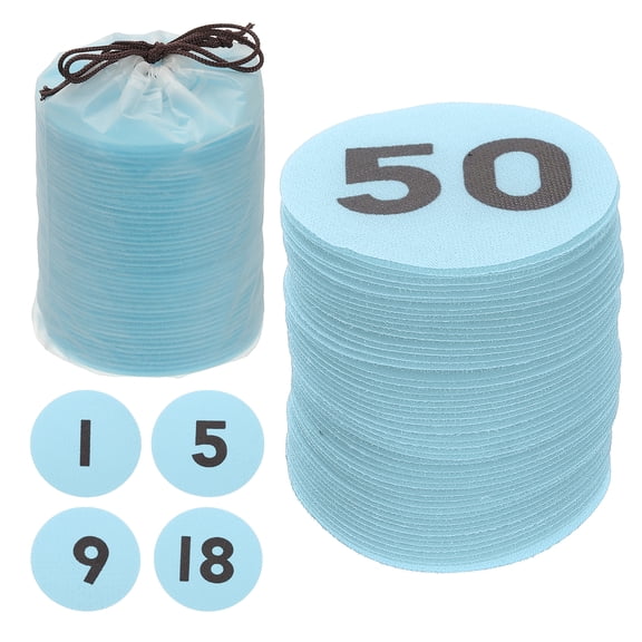Uxcell 4 Inch Carpet Spot Markers, 50Pcs Circle Floor Sit Dots with Numbers 1-50 with Bag for Classroom Teacher, Light Blue