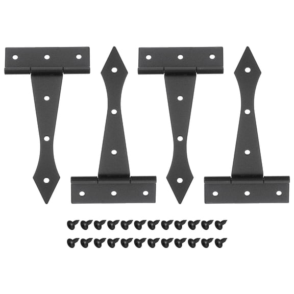 Uxcell 4 Inch Door Tee Hinge, 4 Pack t Strap Hinge Durable Shed Door Hinge, Frosted Black