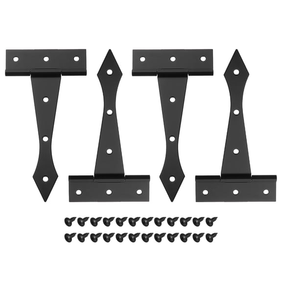 Uxcell 4 Inch Door Tee Hinge, 4 Pack t Strap Hinge Durable Shed Door Hinge, Matte Black