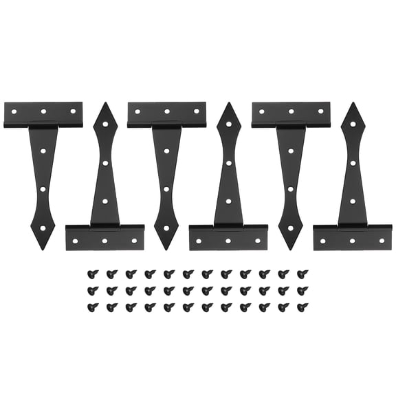 Uxcell 4 Inch Door Tee Hinge, 6 Pack t Strap Hinge Durable Shed Door Hinge, Matte Black
