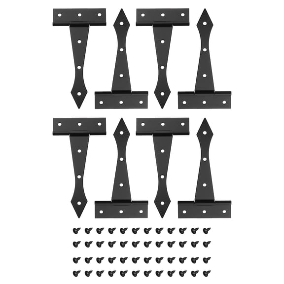 Uxcell 4 Inch Door Tee Hinge, 8 Pack t Strap Hinge Durable Shed Door Hinge, Matte Black
