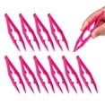 thumbnail image 1 of Uxcell 4" First Aid Tweezers, 10 Pcs Plastic Bead Craft Tweezers, Rose Red, 1 of 6