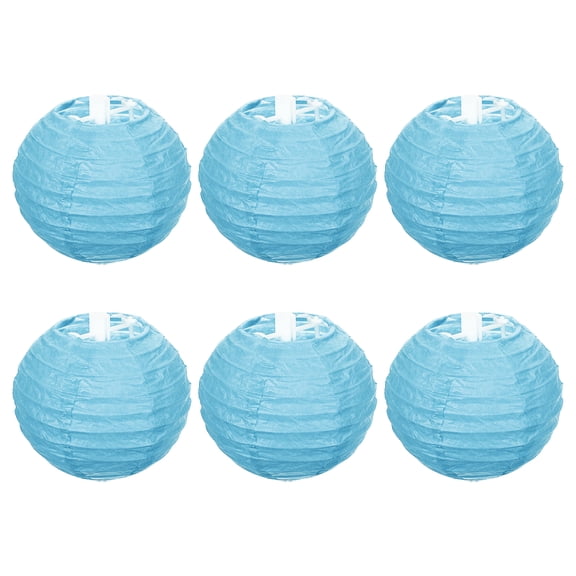 Uxcell 4 Inch Folding Hanging Wedding Home Party Paper Lanterns Light Blue 6 Pack