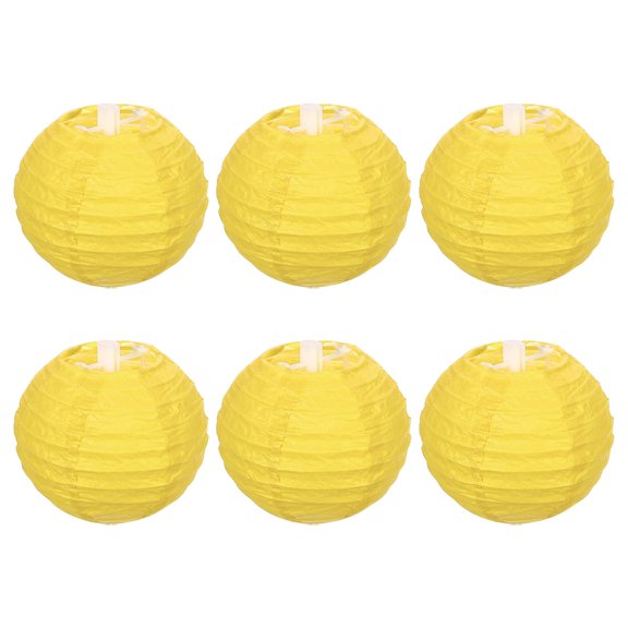 Uxcell 4 Inch Folding Hanging Wedding Home Party Paper Lanterns Yellow 6 Pack