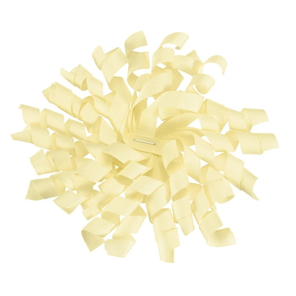 Uxcell 4 Inch Grosgrain Curly Bows for Gift Wrapping Self-Adhesive Curly Ribbon Twist Tie Bows Yellow/White 6 Pcs