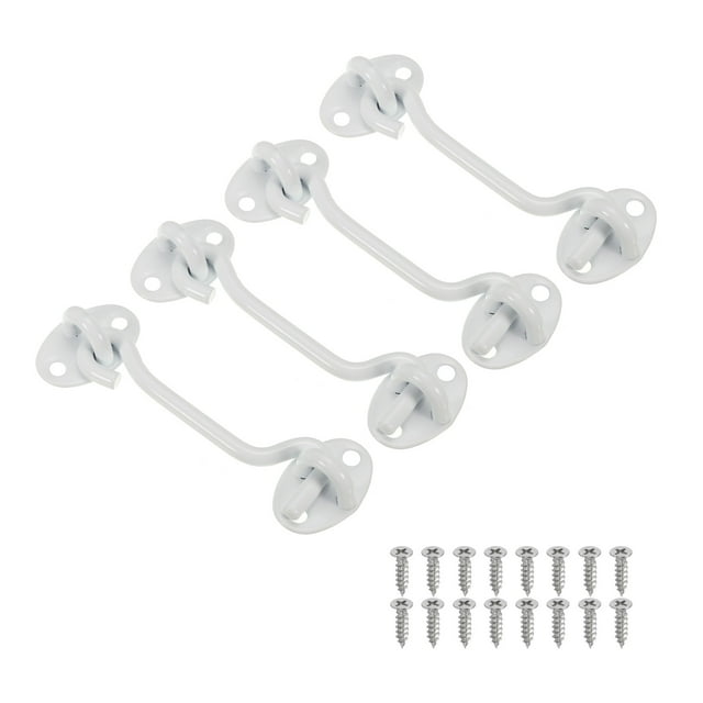 Uxcell 4 Inch Hook Eye Latch, 4 Pack Carbon Steel Privacy Hook and Eye