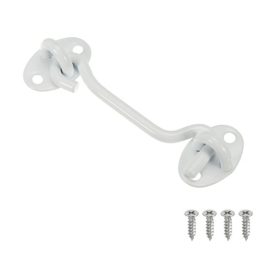 Uxcell 4 Inch Hook Eye Latch, Carbon Steel Privacy Hook and Eye Latch Gate Latch Lock, White