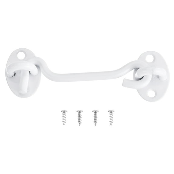 Uxcell 4 inch Hook and Eye Latch Barn Door Lock Stainless Steel, White