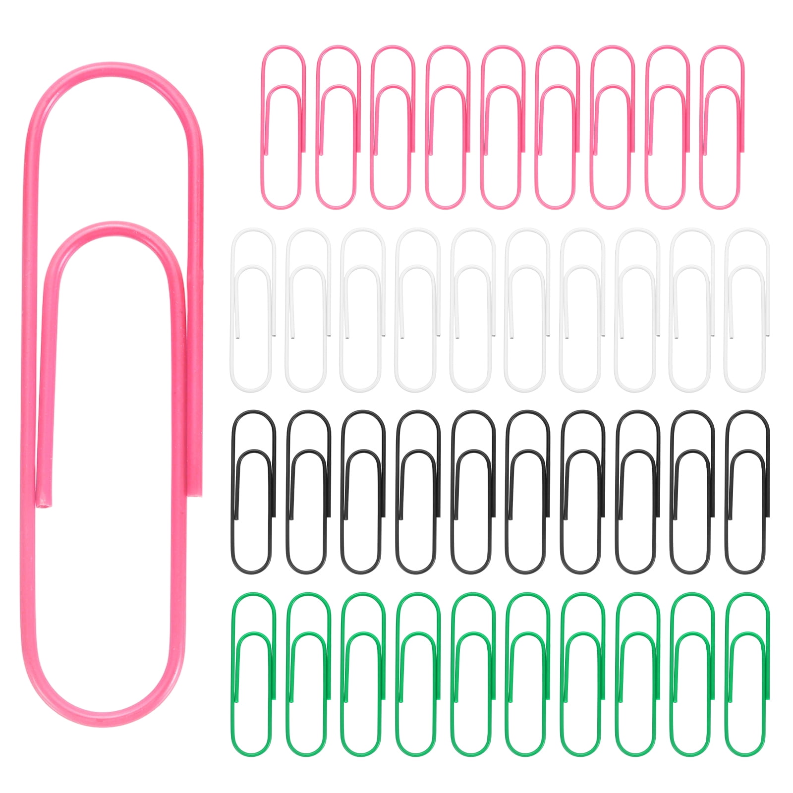 Uxcell 4 Inch Large Paper Clip, 40Pcs Big Paper Clip Metal Giant Extra Large Rust-proof Strong Bulk for Home Office Supplies Organizing Files Document Bookmark, Black/White/Green/Pink