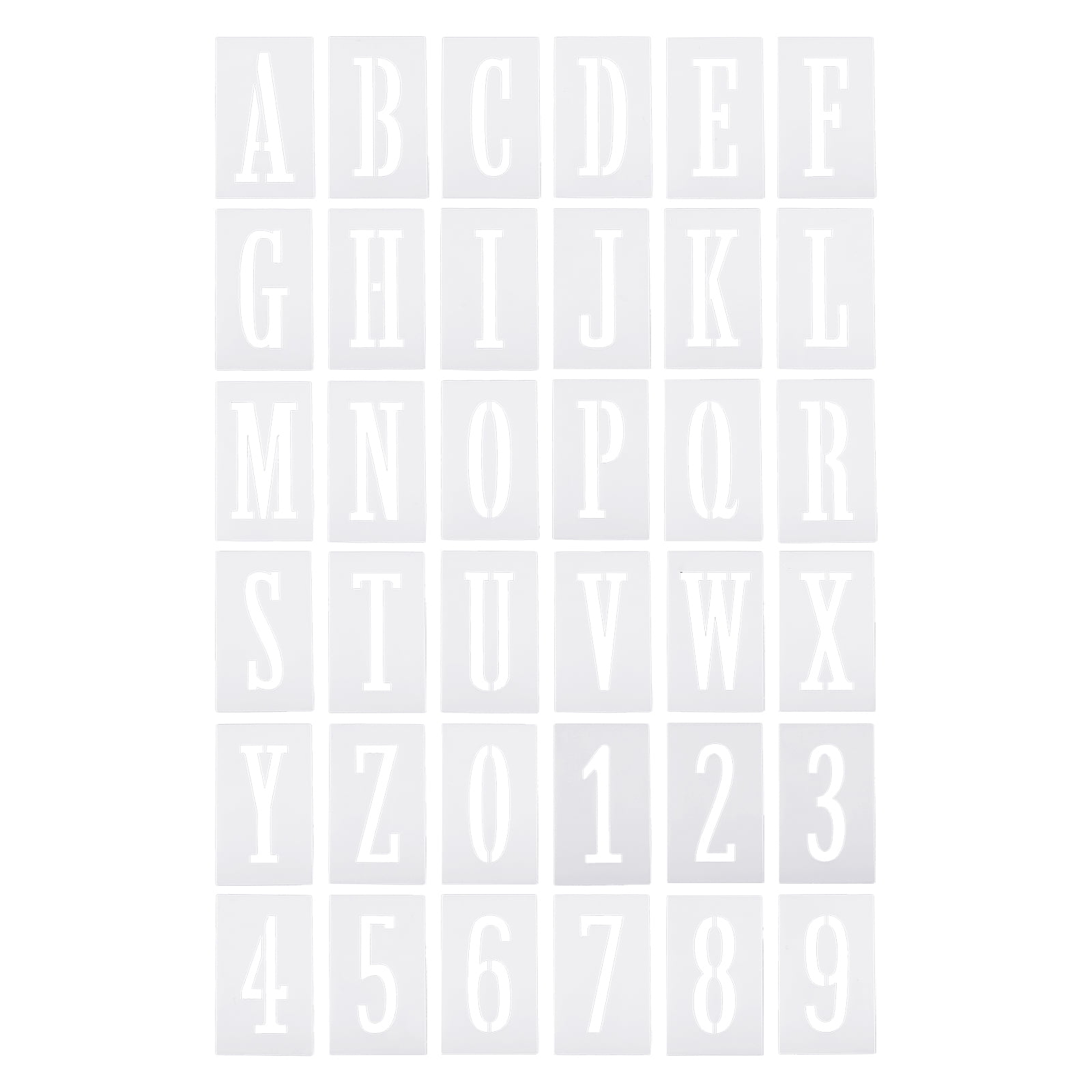Uxcell 3 inch Letter Number Stencils 3.2 inch Width Reusable Alphabet Numbers Symbol Templates Set with Ring, White 42 Pack