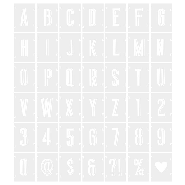 Uxcell 4 Inch Letter Number Stencils 4 Width Reusable Alphabet Numbers  Symbol Templates Set Shadow, White 42 Pack