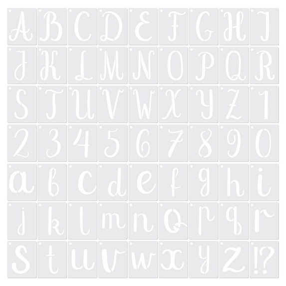Uxcell 4 Inch Letter Stencils Number Stencils, 63 Pack Reusable Alphabet Templates Numbers Stencil Set Style 9, White