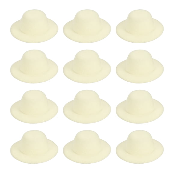 Uxcell 4 Inch Mini Formal Hats, 12 Pcs Miniature Doll Hats for Crafts, Creamy White
