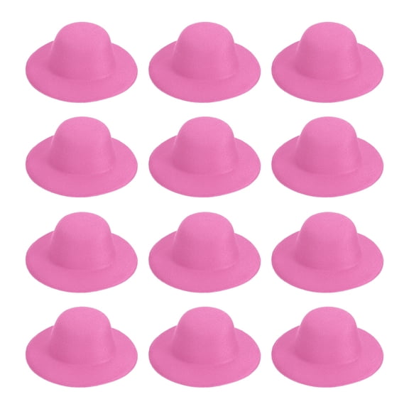 Uxcell 4 Inch Mini Formal Hats, 12 Pcs Miniature Doll Hats for Crafts, Rose Red