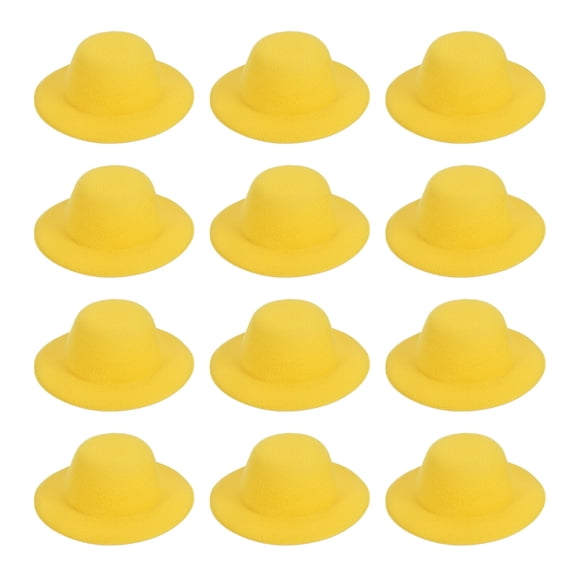 Uxcell 4 Inch Mini Formal Hats, 12 Pcs Miniature Doll Hats for Crafts, Yellow